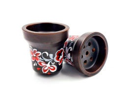 Чаша для кальяну GrynBowls Accent мальований червоно-білий орнамент