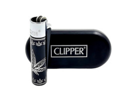 Запальничка Clipper колір Rasta чорно-срібний (срібний ковпачок)
