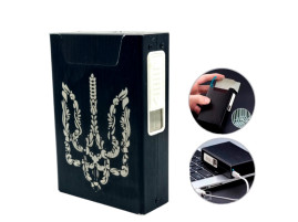 Портсигар с USB зажигалкой металлический  (Герб Украины)