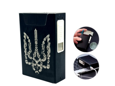 Портсигар с USB зажигалкой металлический  (Герб Украины)