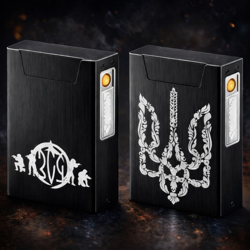 Портсигар с USB зажигалкой металлический