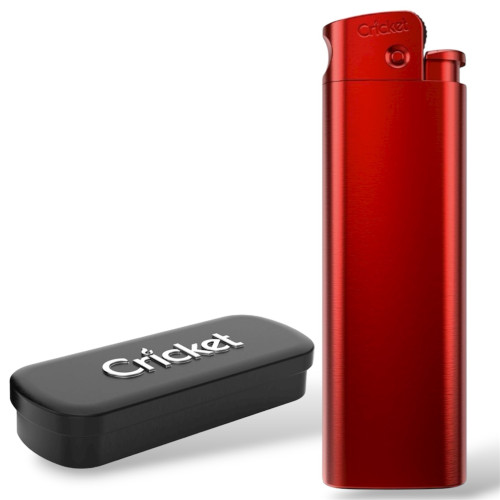 Зажигалка Cricket Deluxe металл турбо RED Глянец
