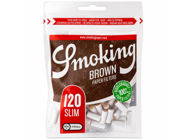 Фильтра для самокруток SMOKING SLIM BROWN PAPER 6х15 мм (120 шт)