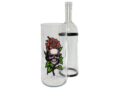 Бонг - Воднік для куріня з скла «Rose Skull» Black