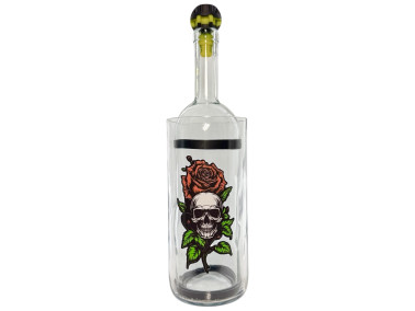 Бонг - Водник для курения из стекла «Rose Skull» Black