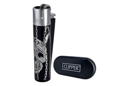 Зажигалка Clipper металл Rose Skull Silver