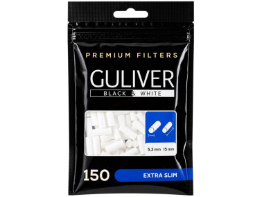 Фильтра для самокруток GULIVER BLACK AND WHITE EXTRA SLIM 5.3X15 мм (150шт)