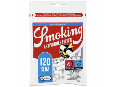 Фильтра для самокруток SMOKING SLIM CARBON 6х15 мм (120 шт)