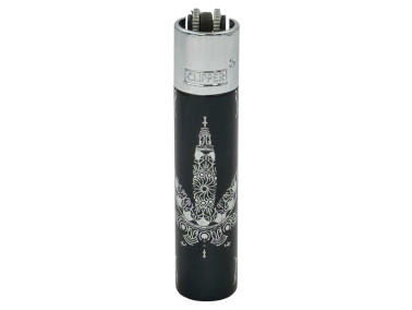 Зажигалка Clipper цвет Rasta Lux черно-серебристая