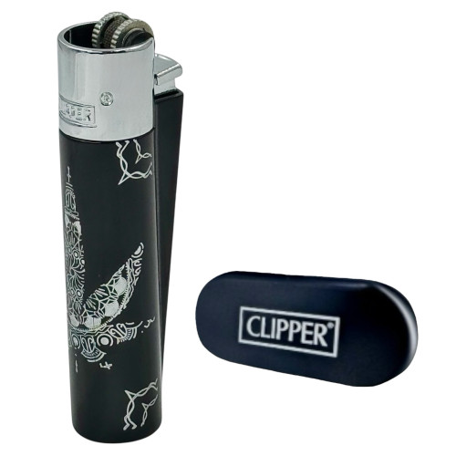 Запальничка Clipper колір Rasta Lux чорно-срібляста