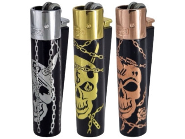 Зажигалка Clipper металл Rose Skull