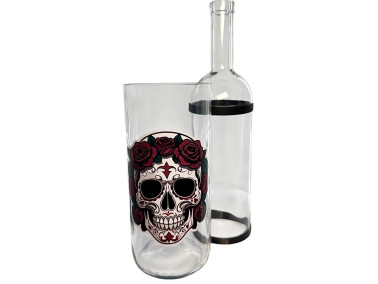 Бонг - Воднік для куріня з скла «Rose Skull» 
