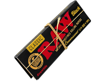 Бумага для самокруток Raw Black 1/4 + tips 50+50