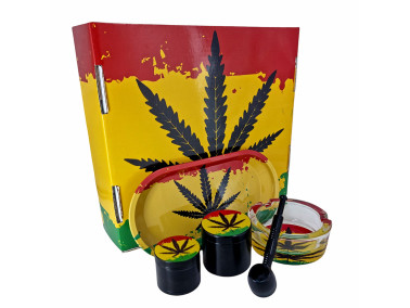 Набір для куріння трави з трубкою з 5 предметів "RASTA" 