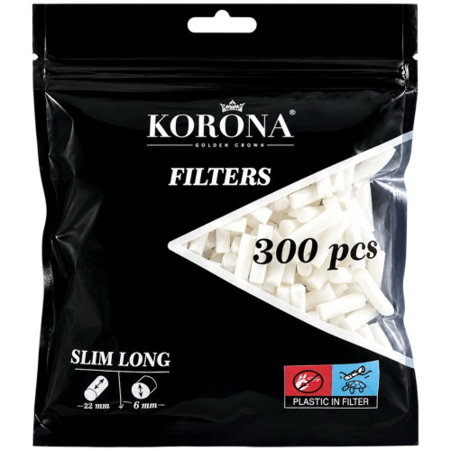 Фільтри для самокруток KORONA SLIM LONG 6х22 мм (300 шт)