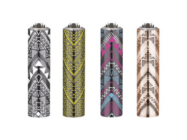 Зажигалка Clipper Mini Metal Case в металлическом чехле  "Ацтек"