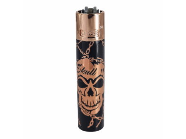 Зажигалка Clipper металл Rose Skull Bronze