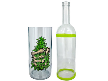 Воднік для куріня з скла «Weed Skeleton Hend Green»