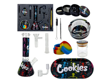 Набор для курения с стеклянным бонгом из 10 предметов "Cookies-Black" 