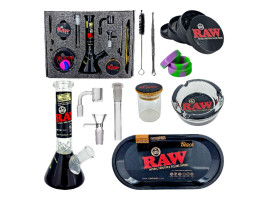 Набор для курения с стеклянным бонгом из 10 предметов "RAW" 