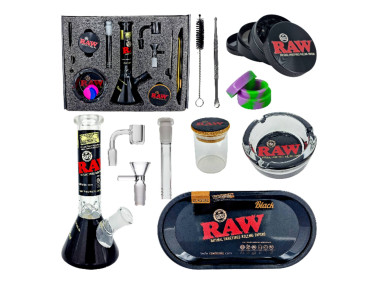 Набор для курения с стеклянным бонгом из 10 предметов "RAW" 