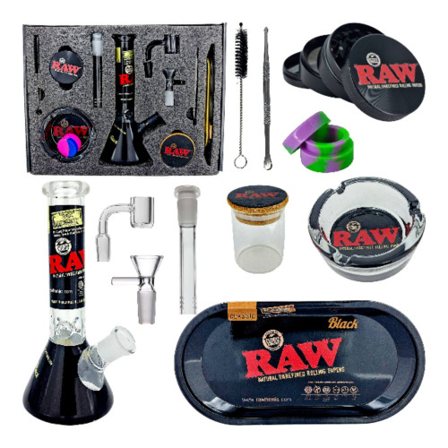 Набор для курения с стеклянным бонгом из 10 предметов "RAW"