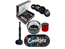 Набор для курения травы с трубкой из 5 предметов "Cookies-Black" 