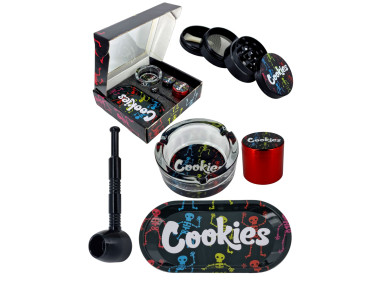 Набор для курения травы с трубкой из 5 предметов "Cookies-Black" 