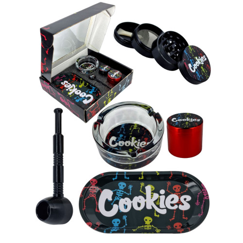 Набор для курения травы с трубкой из 5 предметов "Cookies-Black"