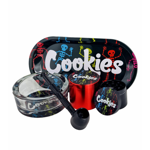 Набор для курения травы с трубкой из 5 предметов "Cookies-Black"