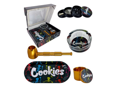 Набор для курения травы с трубкой из 5 предметов "Cookies-Gold" 