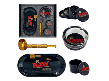 Набор для курения травы с трубкой из 5 предметов "RAW GOLD"